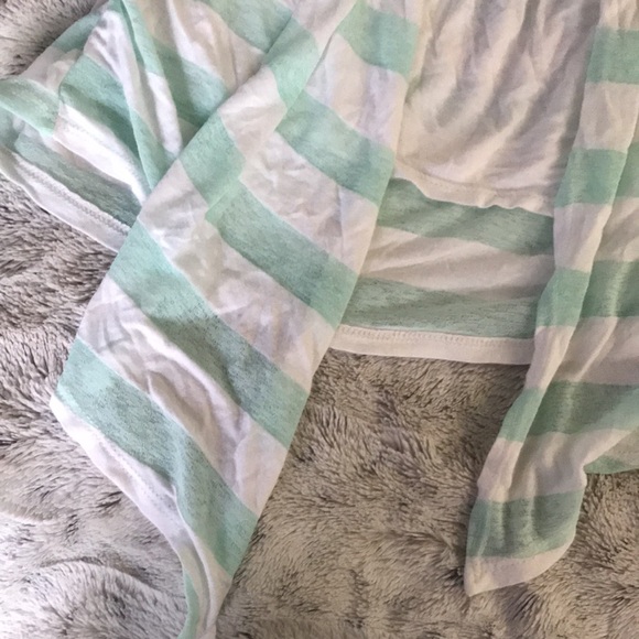 Sheer open front tee S mint stripe white tank DEB - Picture 2 of 5